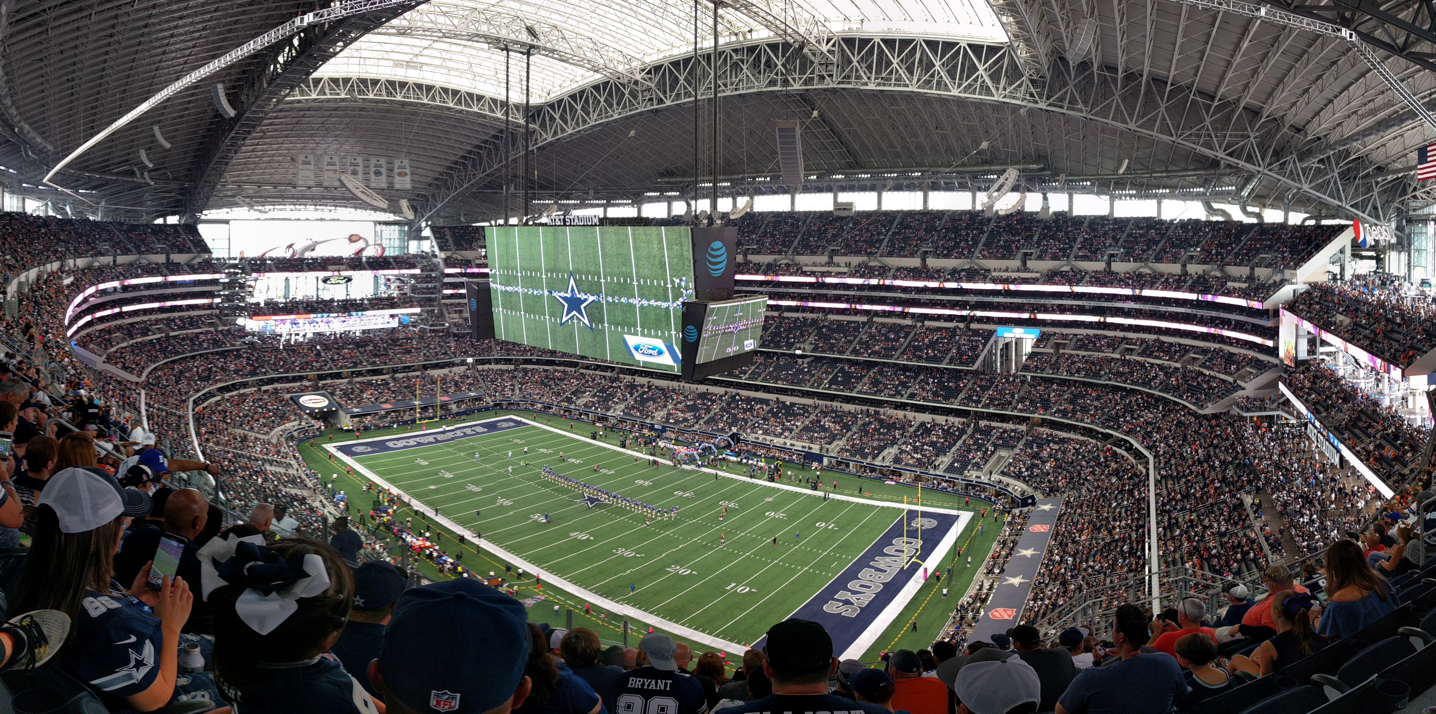Interior view of AT&T Stadium in Arlington before a football event