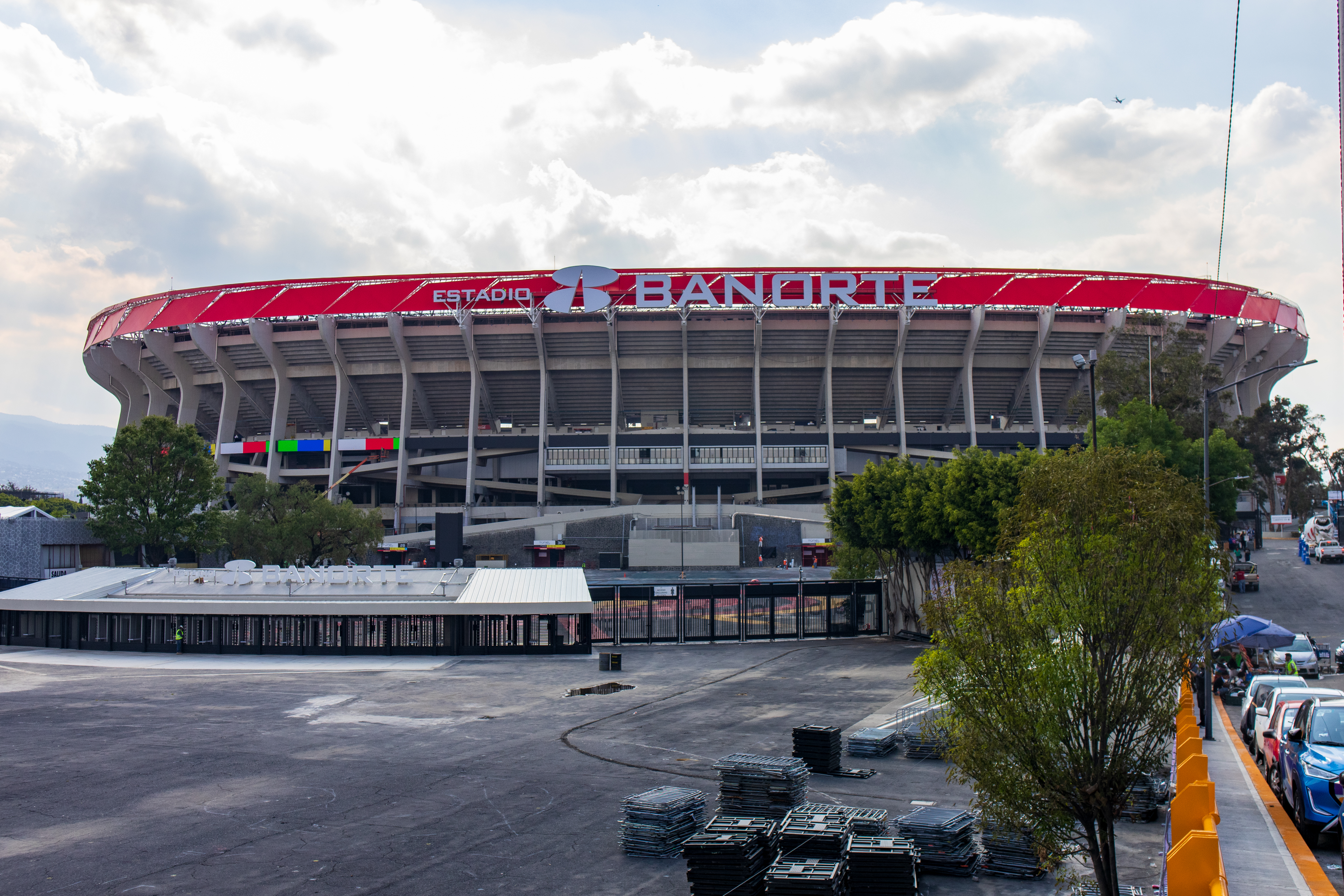 Exterior view of Estadio Azteca in Mexico City before a football matchday