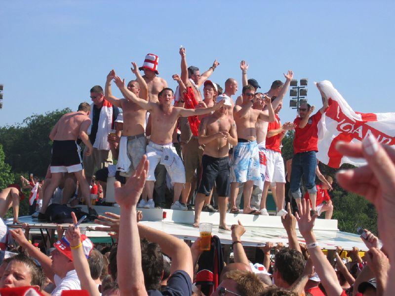 England supporters gathered before an international football match