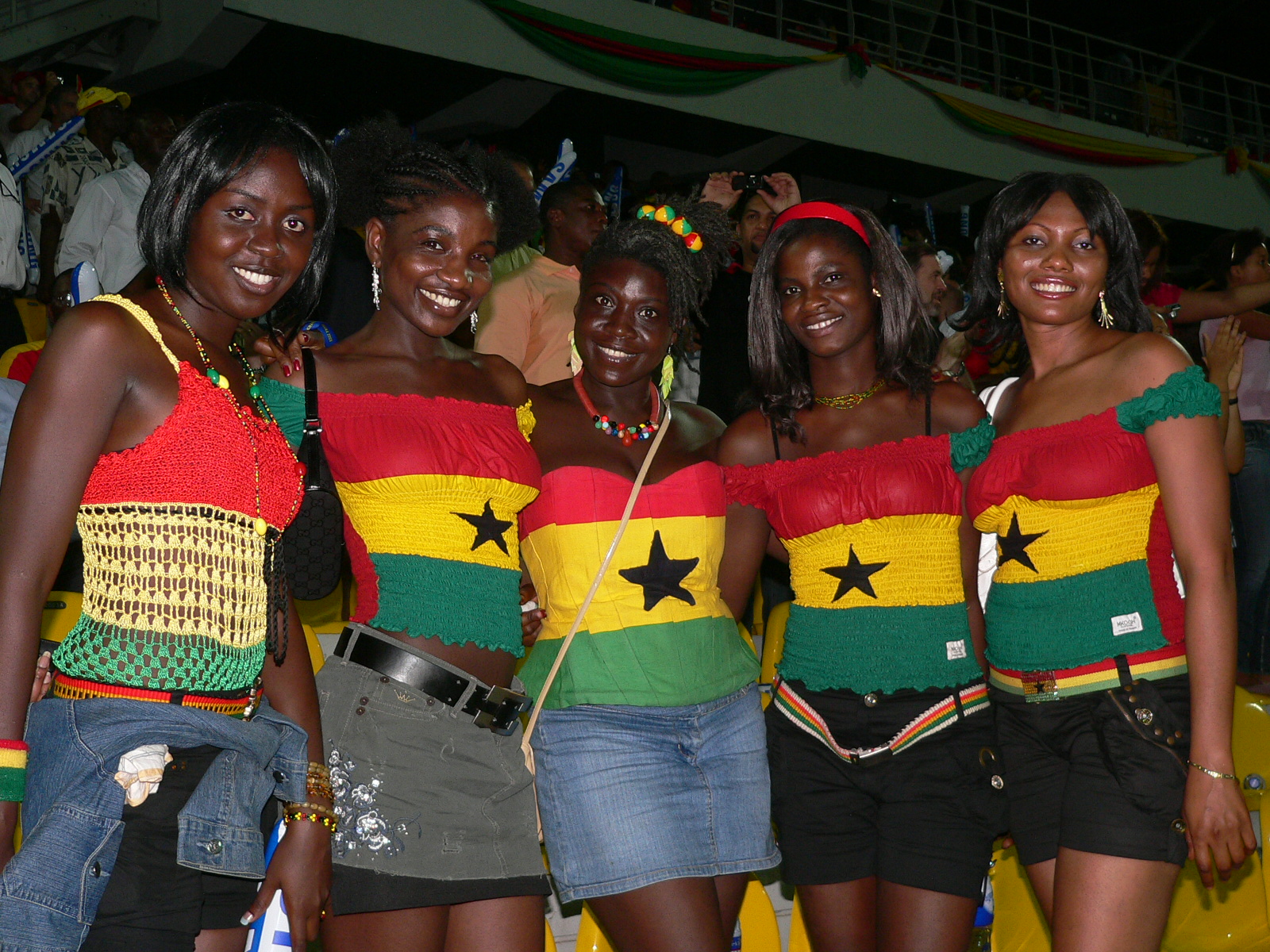 Ghana supporters in national colors before an international football match