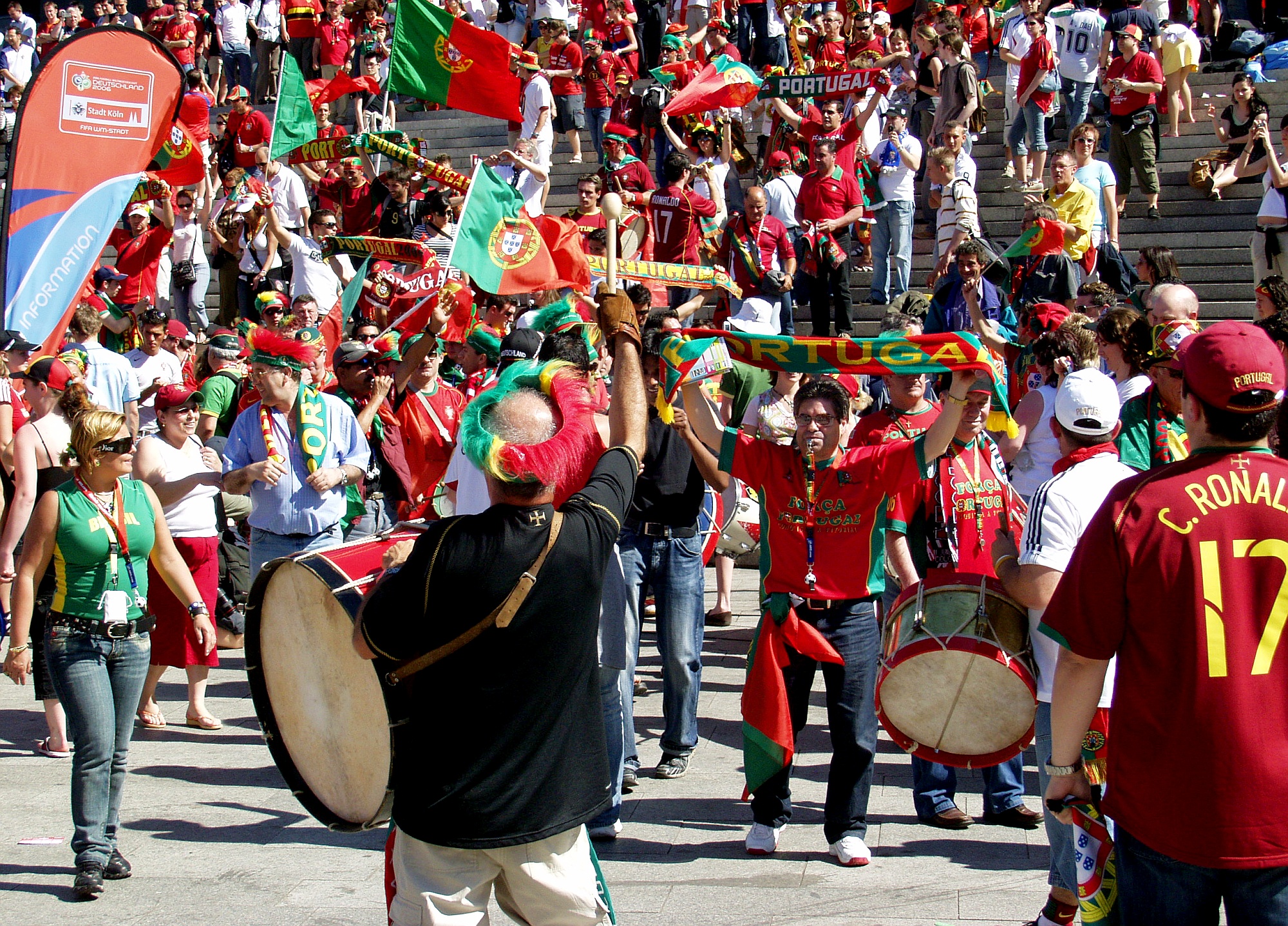 Portugal supporters gathered before an international football match