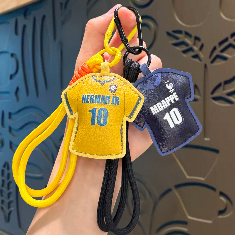 Jersey keychain charms with bright strap colors