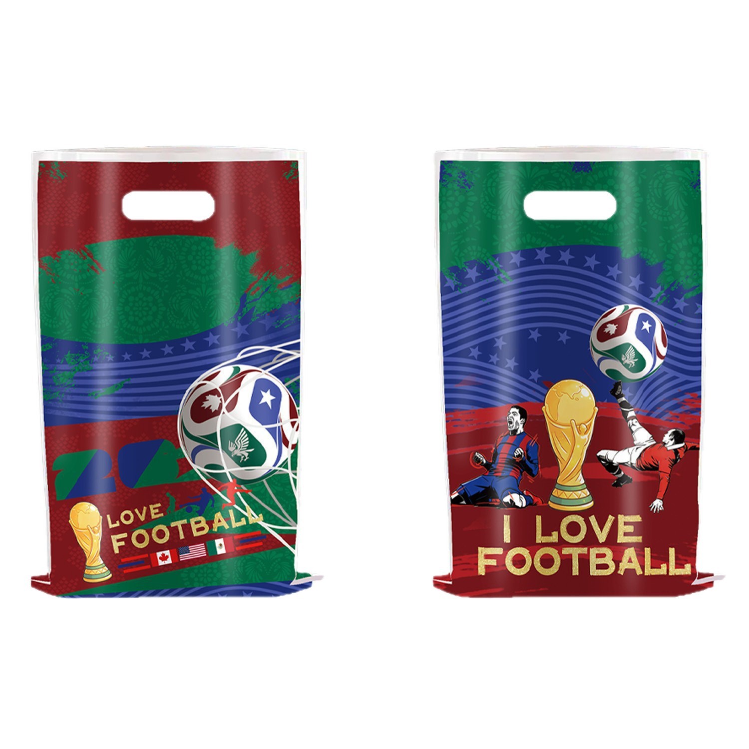 Soccer party gift bags with tournament print