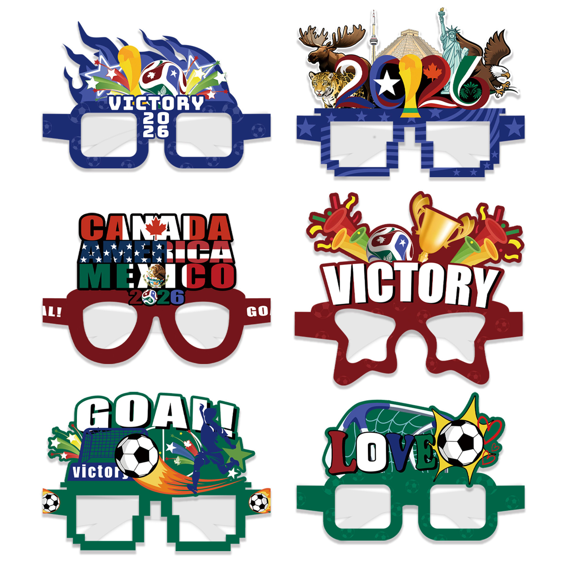 Novelty fan glasses for soccer party favors